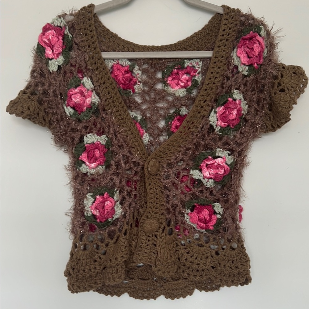 Women's Short Sleeve Crochet Sweaters, Knitted Tops, Crochet, Hollow Out
